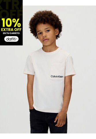 Camiseta Blanca De Manga Corta Con Bolsillo Y Logo Bordado Calvin Klein Calvin Klein