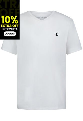 Camiseta Blanca De Manga Corta Con Cuello V Calvin Klein Calvin Klein