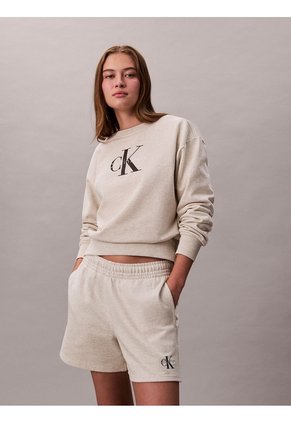 Pantalonetas Blanco De Felpa Francesa Con Logo Monograma Calvin Klein