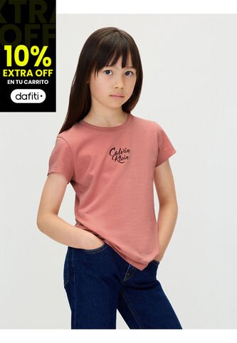 Camiseta Rosada De Manga Corta Con Logo Cursivo Calvin Klein Calvin Klein