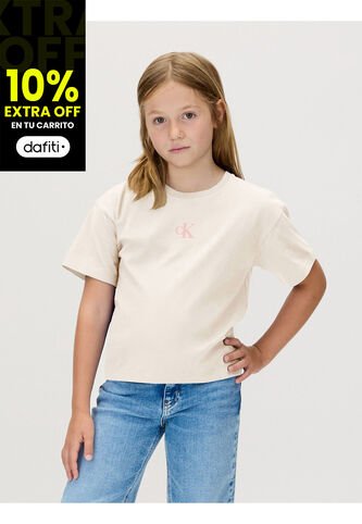 Camiseta Blanca De Corte Boxy Con Logo De Monograma Estampado Calvin Klein Calvin Klein