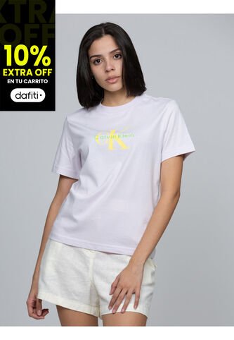 Camiseta Rosada Clásica Con Monograma Estampado Calvin Klein Calvin Klein