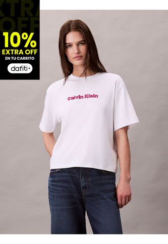 Camiseta Blanca De Manga Corta Con Logo Bordado En 3D Calvin Klein Calvin Klein