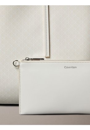 Bolso Blanco Tote Con Logo Monograma Con Bolsito Calvin Klein