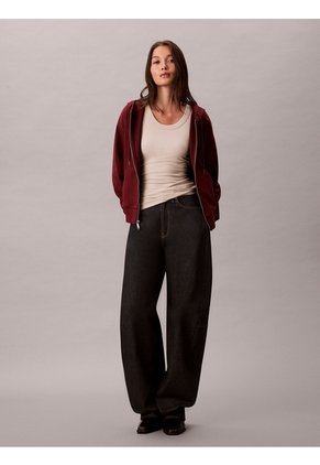 Buzo Rojo Con Capota Y Cierre De Cremallera Calvin Klein