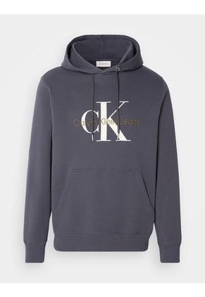 Buzo Negro Con Capota Con Monograma Calvin Klein