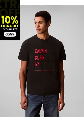 Camiseta Negra Con Estampado Gráfico De New York Calvin Klein Calvin Klein