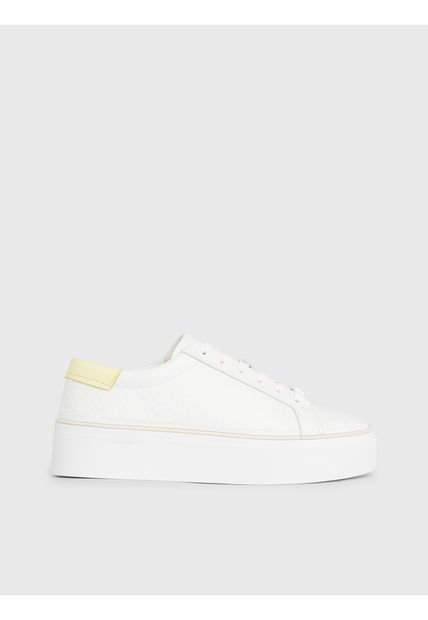 Tenis Blanco Blanco Con Plataforma Y Monograma Calvin Klein