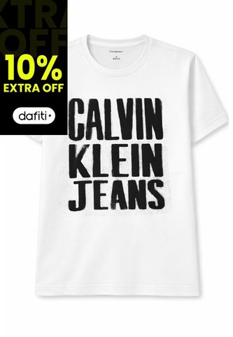 Camiseta Blanca Stacked Graphic Crewnec Calvin Klein Calvin Klein