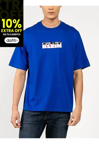 Camiseta Azul Con Gráfico De Logo En Bloque Calvin Klein Calvin Klein