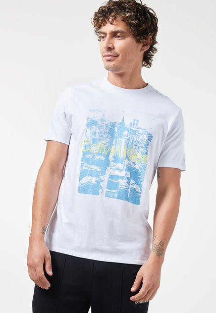 Camiseta Blanco-Azul-Blanco Calvin Klein