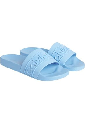 Sandalias Azul Con Acabado Saffiano Calvin Klein