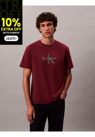 Camiseta Vino Tinto 20s Con Estampado Gráfico De Monograma Calvin Klein Calvin Klein