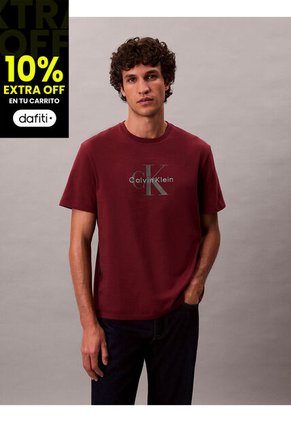 Camiseta Vino Tinto 20s Con Estampado Gráfico De Monograma Calvin Klein