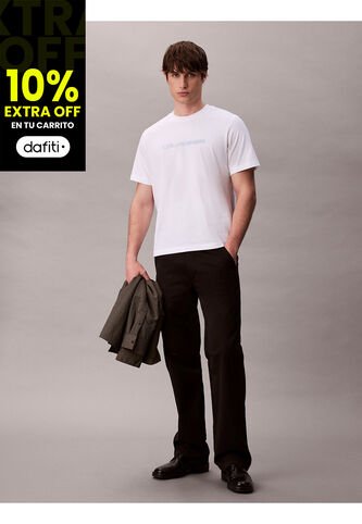 Camiseta Blanca Con Logo Gráfico Apilado Calvin Klein Calvin Klein