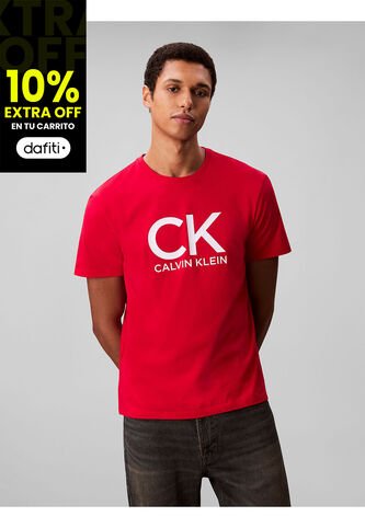 Camiseta Roja Con Estampado Gráfico De Monograma Calvin Klein Calvin Klein