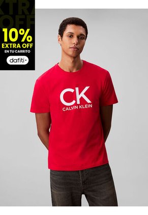 Camiseta Roja Con Estampado Gráfico De Monograma Calvin Klein