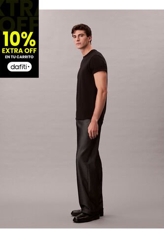 Camiseta Negra De Algodón Interlock Calvin Klein Calvin Klein