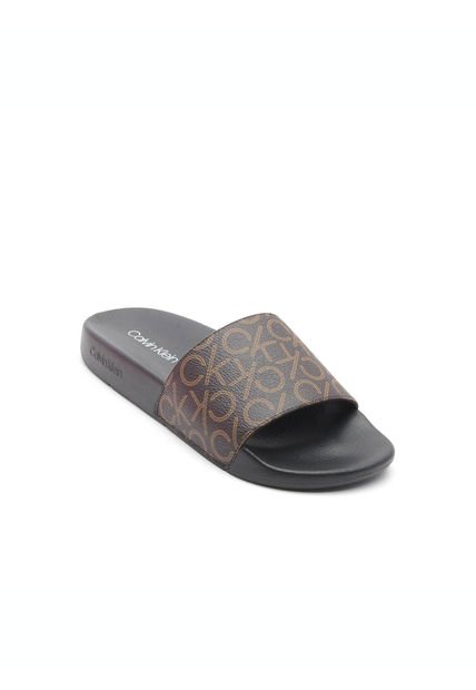 Sandalias Con Logo Chocolate Calvin Klein