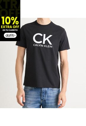 Camiseta Negra Con Estampado Gráfico De Monograma Calvin Klein