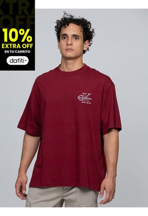 Camiseta Vino Tinto Con Gráfico De Monograma Calvin Klein Calvin Klein