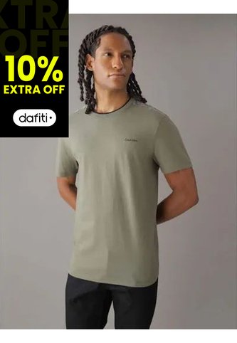 Camiseta Verde Manga Corta Con Cinta Distintiva En Los Hombros Calvin Klein Calvin Klein