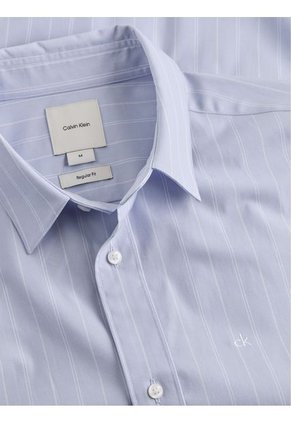 Camisa Azul Poplin Con Multi Rayas Calvin Klein