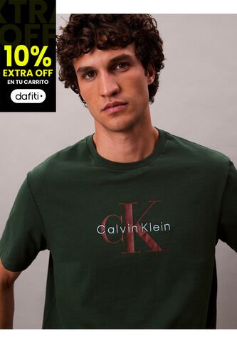 Camiseta Verde 20s Con Estampado Gráfico De Monograma Calvin Klein Calvin Klein