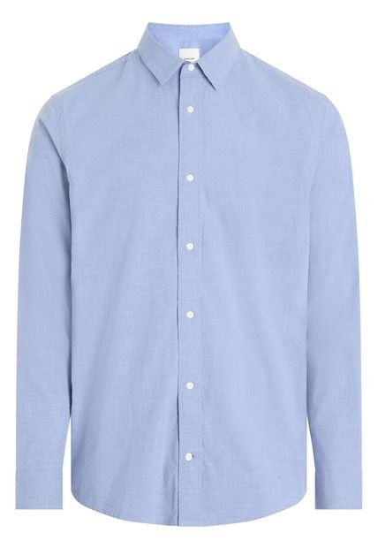 Camisa Azul Chambray Ligera Manga Larga Calvin Klein