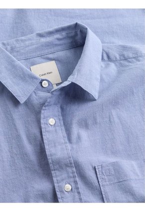 Camisa Azul Chambray Ligera Manga Larga Calvin Klein