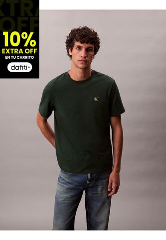 Camiseta Verde Regular De Manga Corta Con Monograma Bordado Calvin Klein Calvin Klein