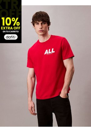 Camiseta Roja Con Estampado Gráfico All Calvin Klein