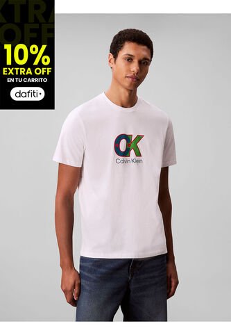 Camiseta Blanca Con Estampado Gráfico De Monograma Calvin Klein Calvin Klein