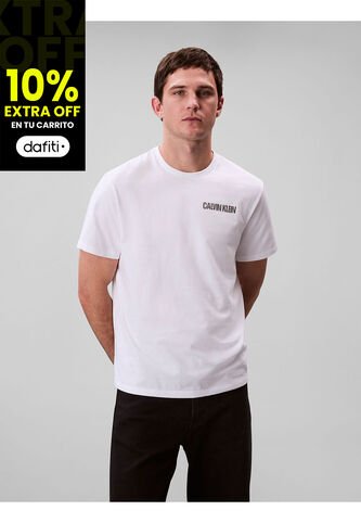 Camiseta Blanca De Algodón Con Gráfico 3D Calvin Klein Calvin Klein