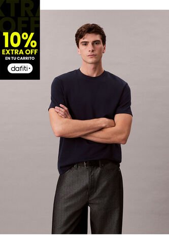 Camiseta Azul De Algodón Interlock Calvin Klein Calvin Klein