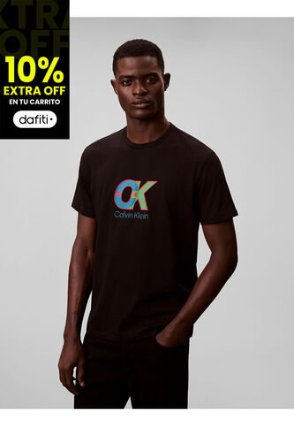 Camiseta Negra Con Estampado Gráfico De Monograma Calvin Klein Calvin Klein