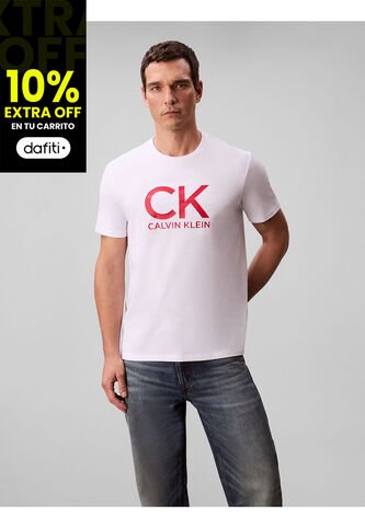 Camiseta Blanca Con Estampado Gráfico De Monograma Calvin Klein Calvin Klein