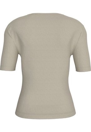 Camiseta Gris Slim De Canalé Con Cuello En V Calvin Klein