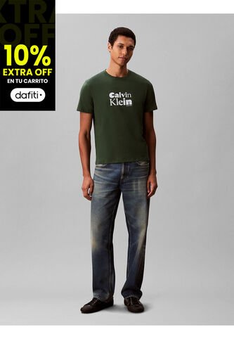 Camiseta Verde Con Estampado Gráfico De Logo En Estilo Bold Calvin Klein Calvin Klein