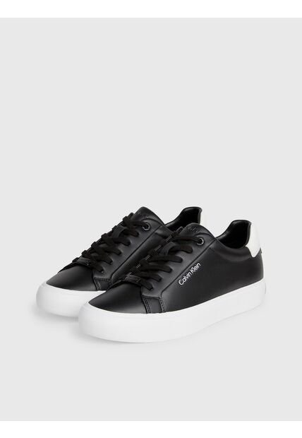 Tenis Negro Vulcanizado De Cuero Calvin Klein