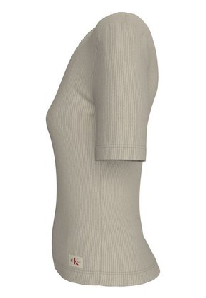 Camiseta Gris Slim De Canalé Con Cuello En V Calvin Klein