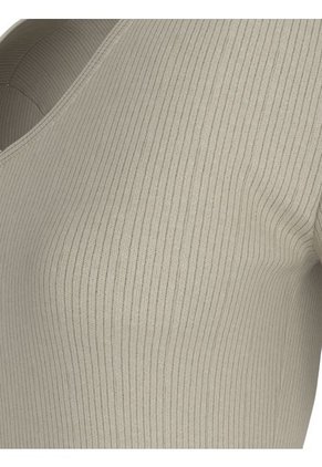 Camiseta Gris Slim De Canalé Con Cuello En V Calvin Klein