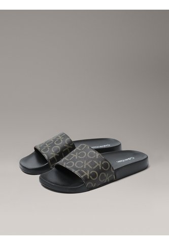 Sandalias Café Con Estampado De Monograma Calvin Klein Calvin Klein