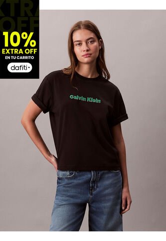 Camiseta Negra De Manga Corta Con Logo Bordado En 3D Calvin Klein Calvin Klein