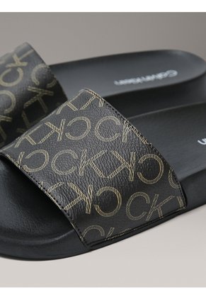 Sandalias Café Con Estampado De Monograma Calvin Klein