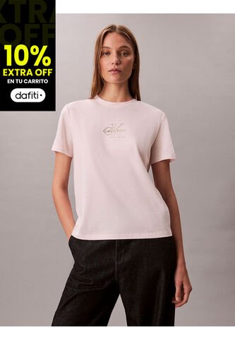 Camiseta Rosa Clásica Con Monograma Metalizado Calvin Klein Calvin Klein