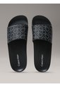 Sandalias Negras Con Estampado De Monograma Calvin Klein de Calvin Klein
