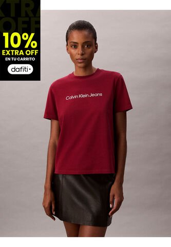 Camiseta Vino Tinto Clásica Con Logo Estampado Calvin Klein Calvin Klein