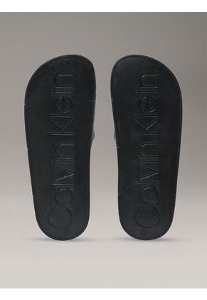 Sandalias Negras Con Estampado De Monograma Calvin Klein