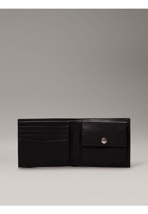 Billetera Negra Con Compartimento Para Billetes Y Monedero De Cuero Calvin Klein